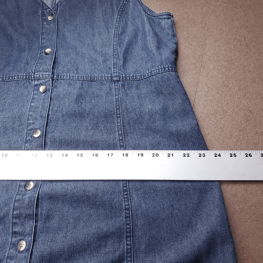 VTG Travelsmith Denim Maxi Dress Womens 16 Blue Dark Wash Button Up Sleeveless - Picture 7 of 11